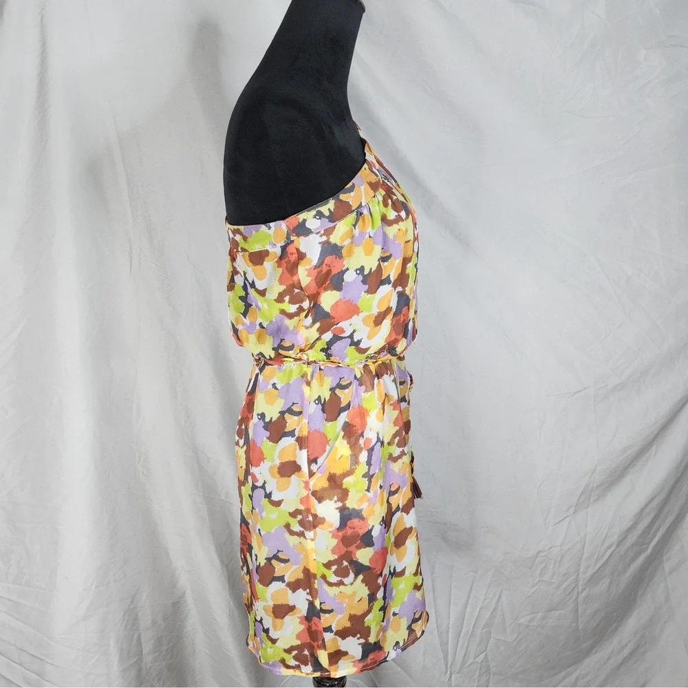 Vtg CHARLIE JADE Size XS‎ 100% Silk Floral Art to Wear One Shoulder Sundress EUC